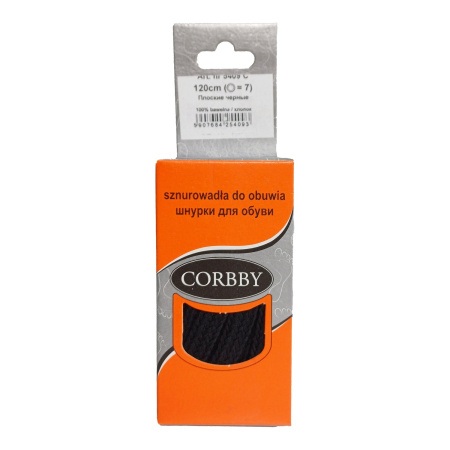 Шнурки для обуви плоские в упаковке Черный 120 см CORBBY