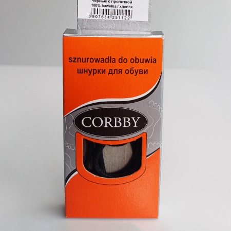 Шнурки круглые тонкие с пропиткой в упаковке Черный 75 см CORBBY